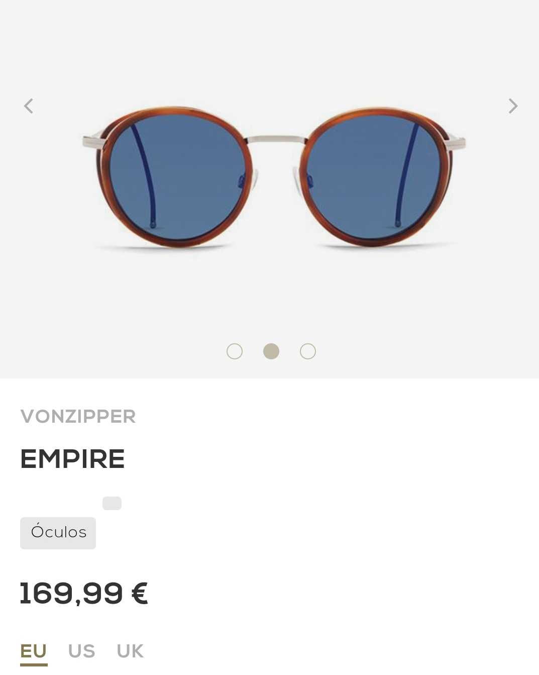 Óculos de sol Vonzipper Empire como novos.