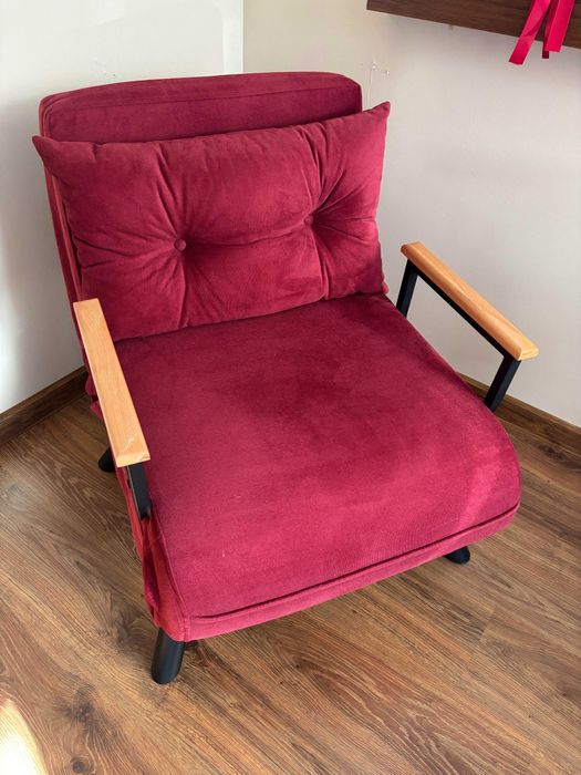 Fotel rozkładany bordowy