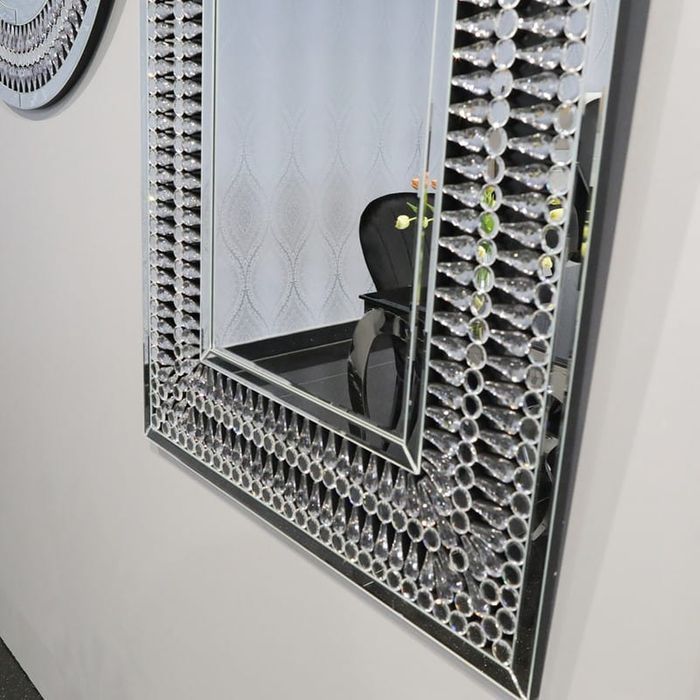 Srebrne lustro glamour wiszące 80x120cm M-0560