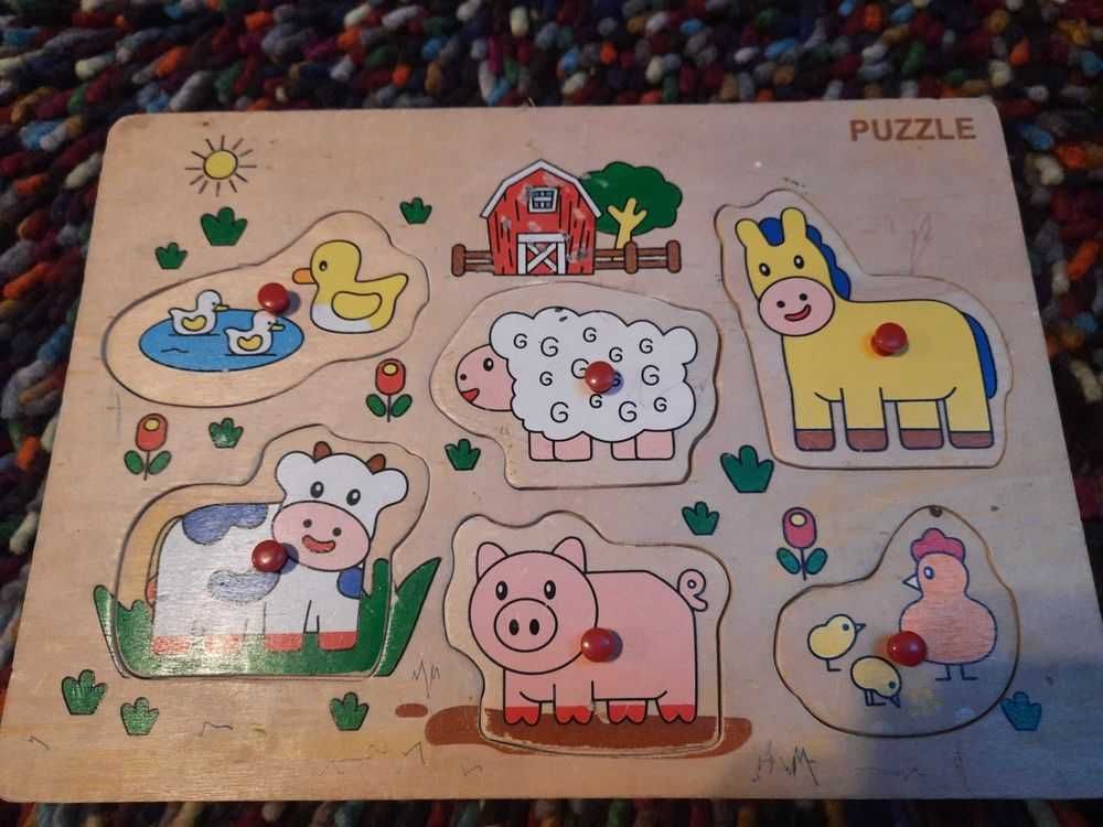 Puzzle drewniane 2 komplety eko maszyny budowlane Melissa and doug 1+