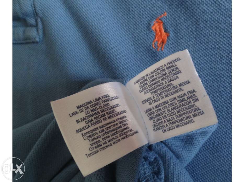 Pólo - ralph lauren - azul claro - tamanho m ( 10 a 12 anos )