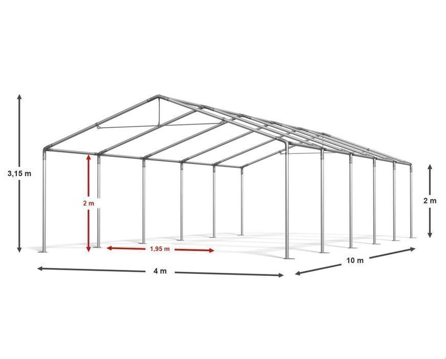 Namiot Magazynowy BIAŁY 4x10x2m Namiot Handlowy Namiot Przemysłowy