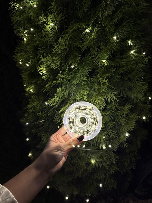 Гірлянда роса на ялинку