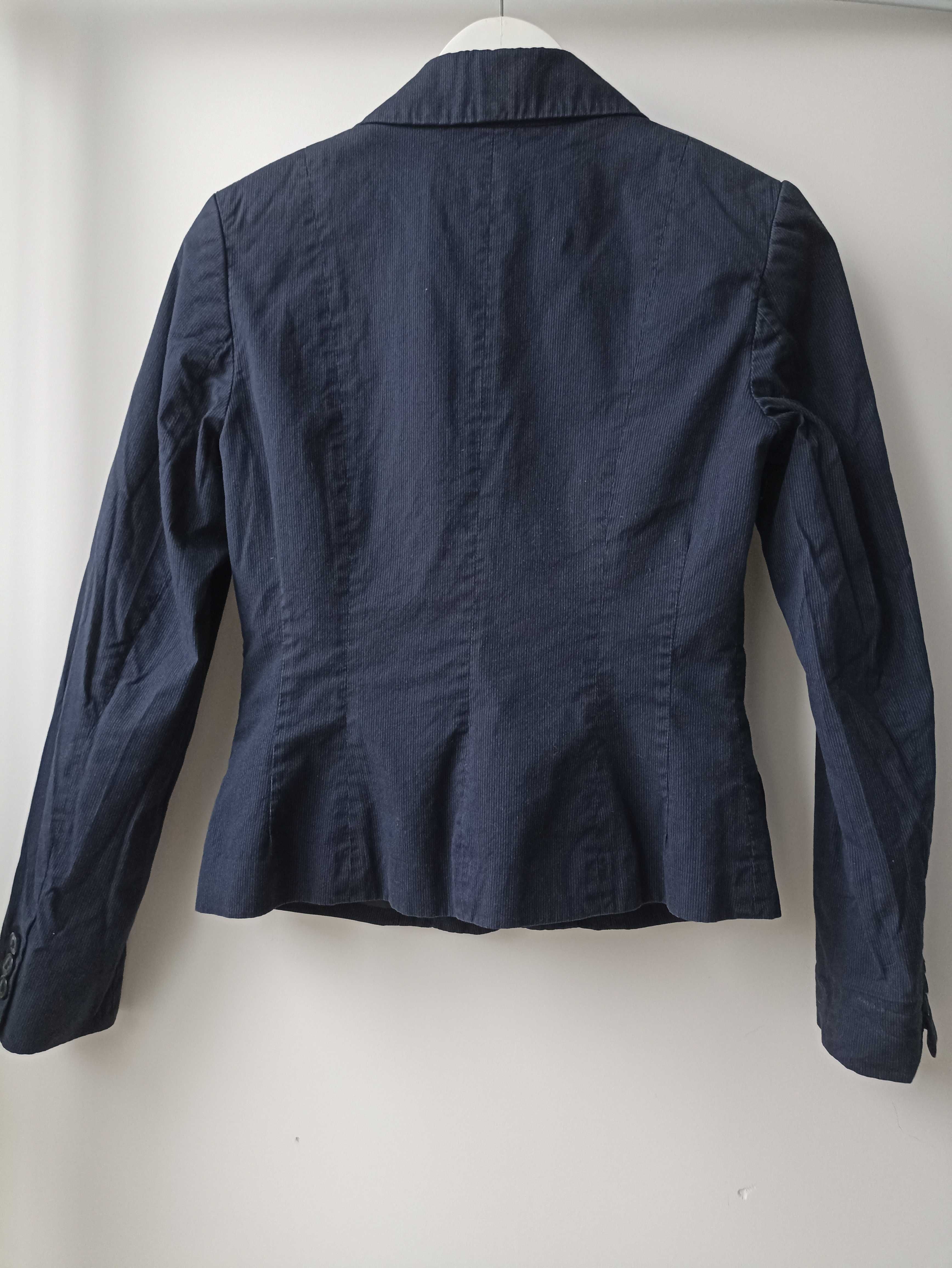 Granatowa marynarka H&M 36 S w paski bawełna