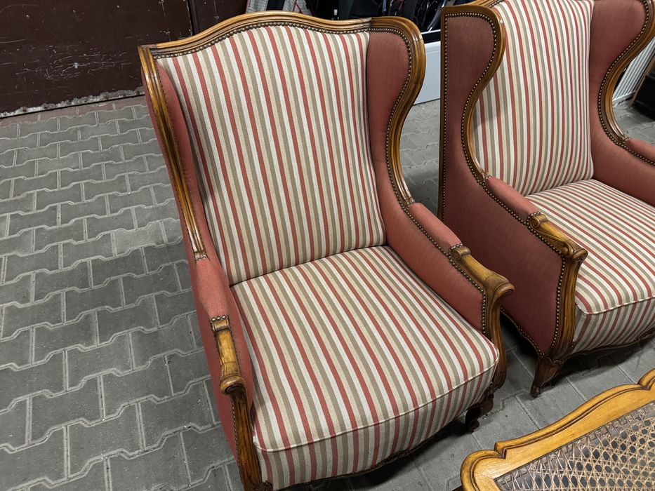 Fotele drewniane fotel Ludwik fotel uszak zestaw foteli opcje