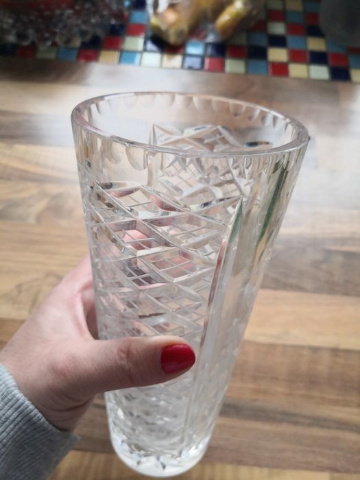 Wazon PRL, lata 60, kryształ, 21 cm