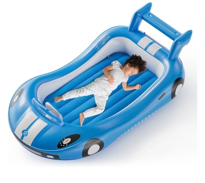 Nadmuchiwane łóżko turystyczne dla malucha QPAU z bokami, materac dmuc