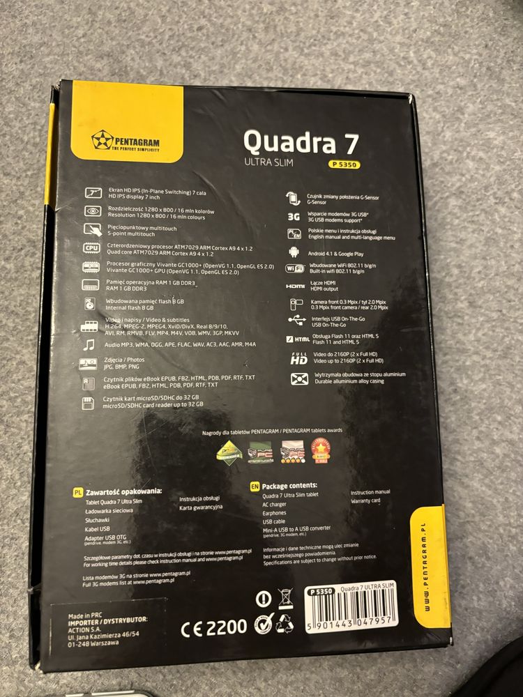 Tablet Quadra7 slim stan idealny