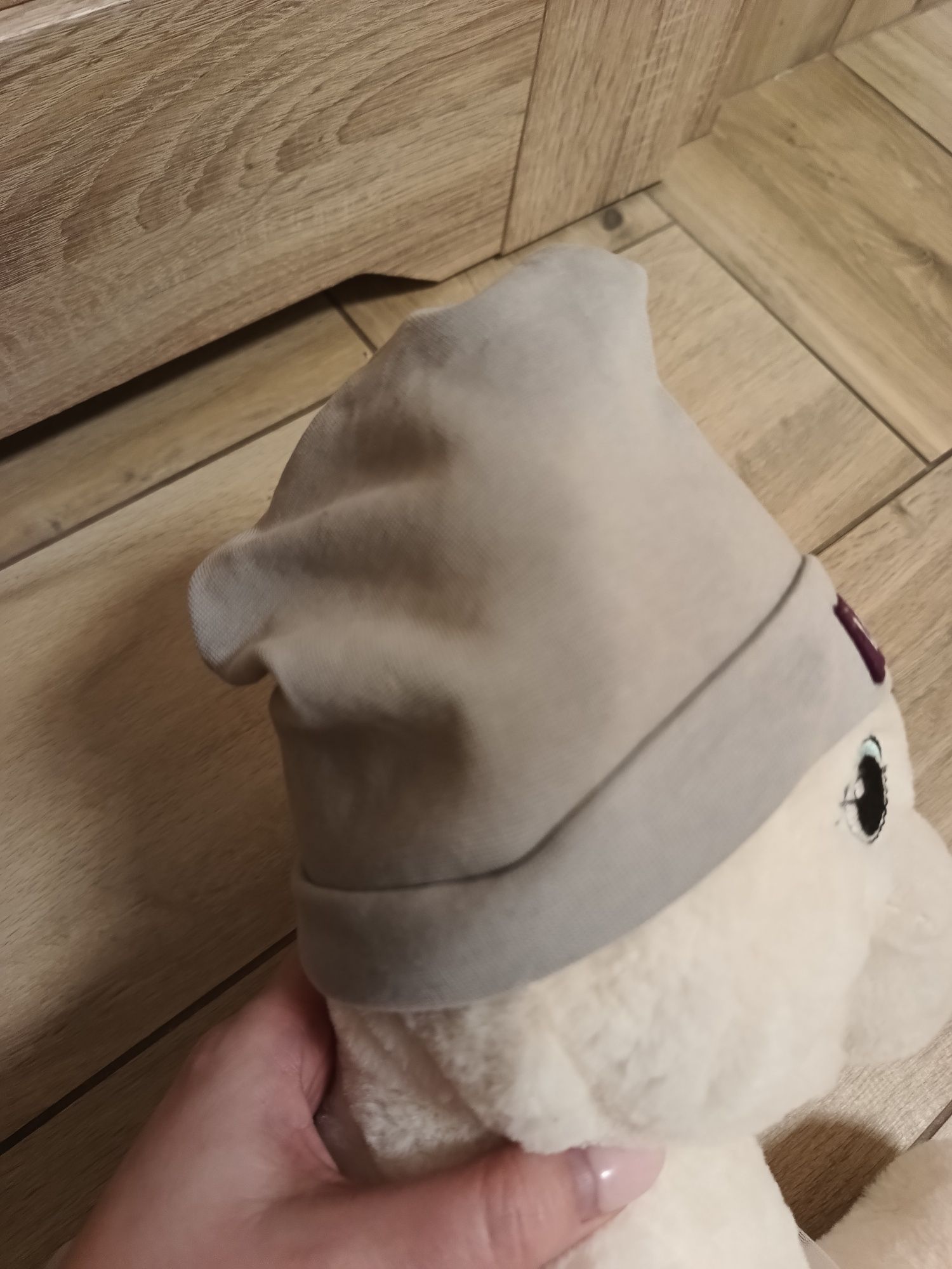 Szara dziecięca niemowlęca czapka z napisem True unisex