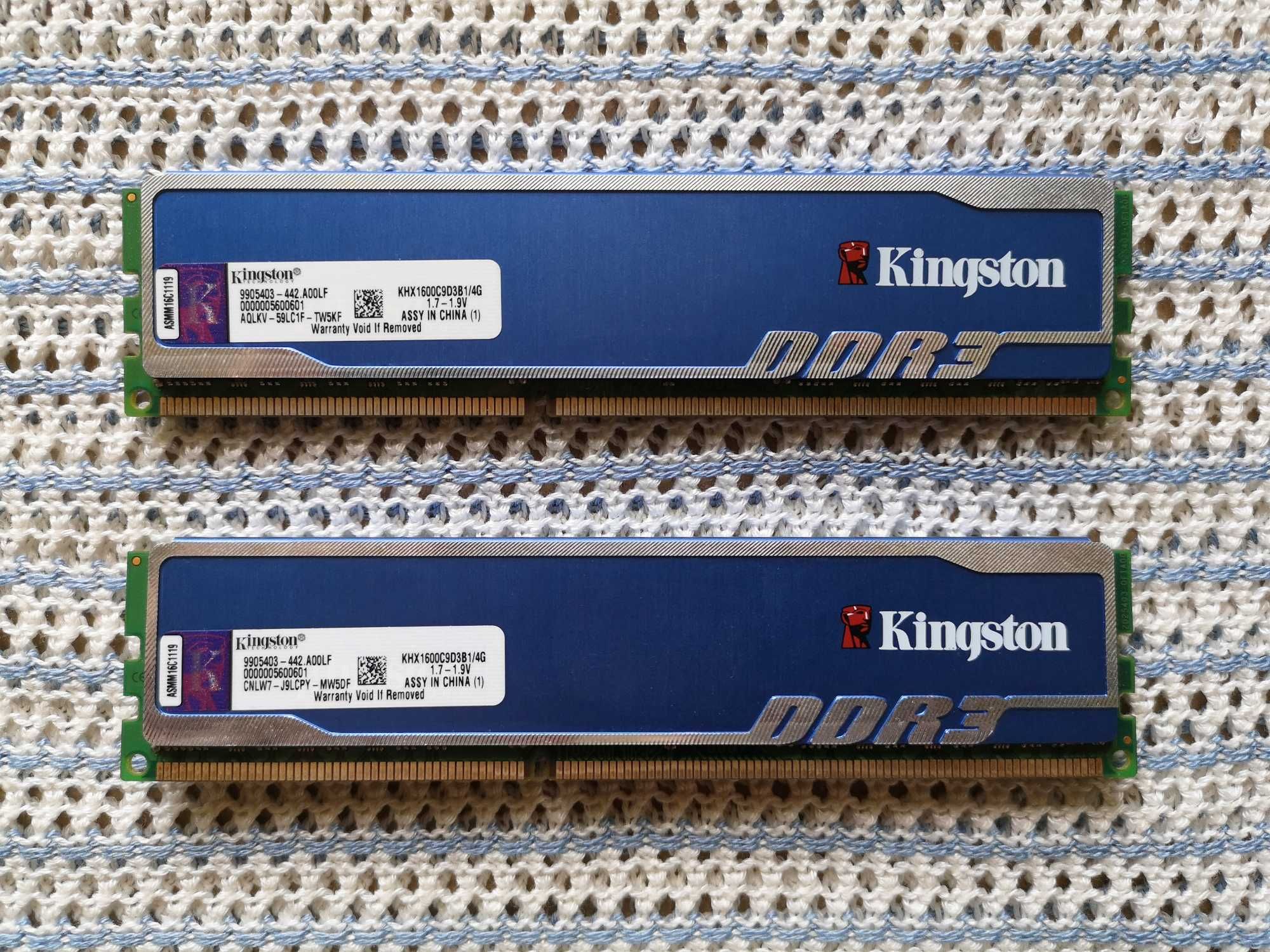 Оперативна пам'ять DDR3 Kingston 8 Gb 2x4Gb 1600 МГц KHX1600C9D3B1/4G)