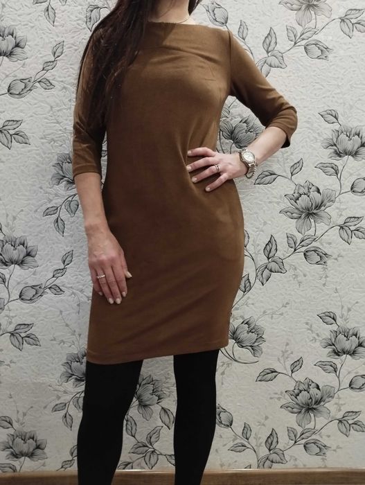 Святкова сучасна сукня з штучного замшу, 36 / S / 44, бренд Exclusive