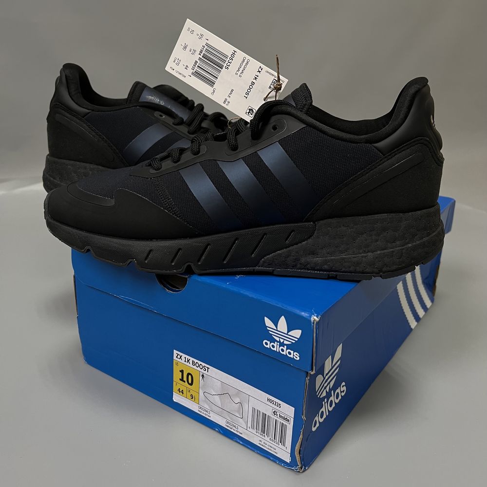 Adidas  ZX 1K Boost Black оригинал новые кроссовки чёрные (NEW)