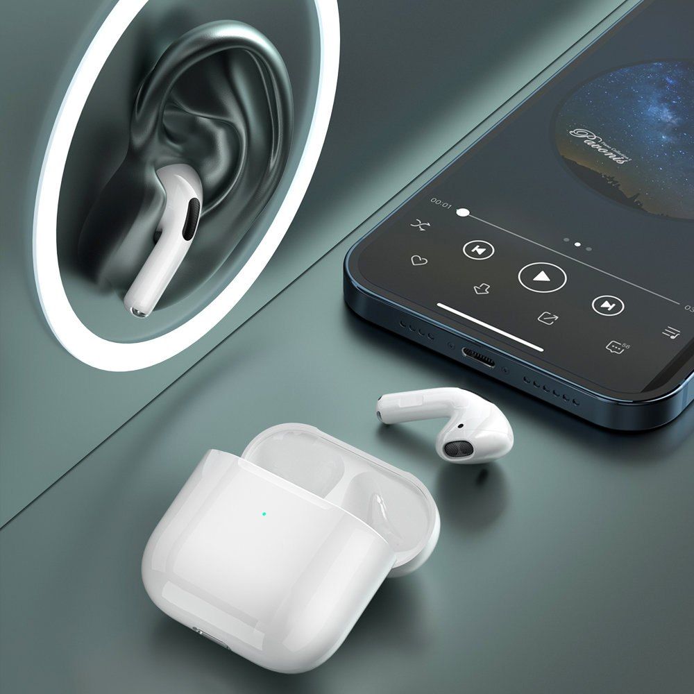 Słuchawki douszne bezprzewodowe Bluetooth TWS białe