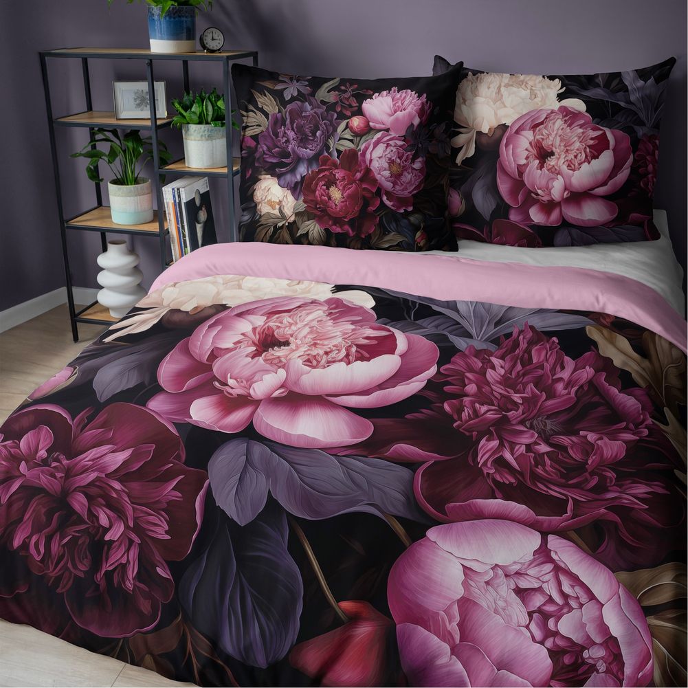 Pościel 100% Bawełna 160x200 Piwonie Kwiaty Realne zdjęcie