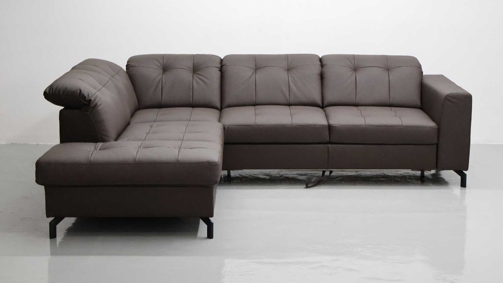 TLK SKÓRA NATURALNA NAROŻNIK funkcja spania SOFA kanapa brązowa salon