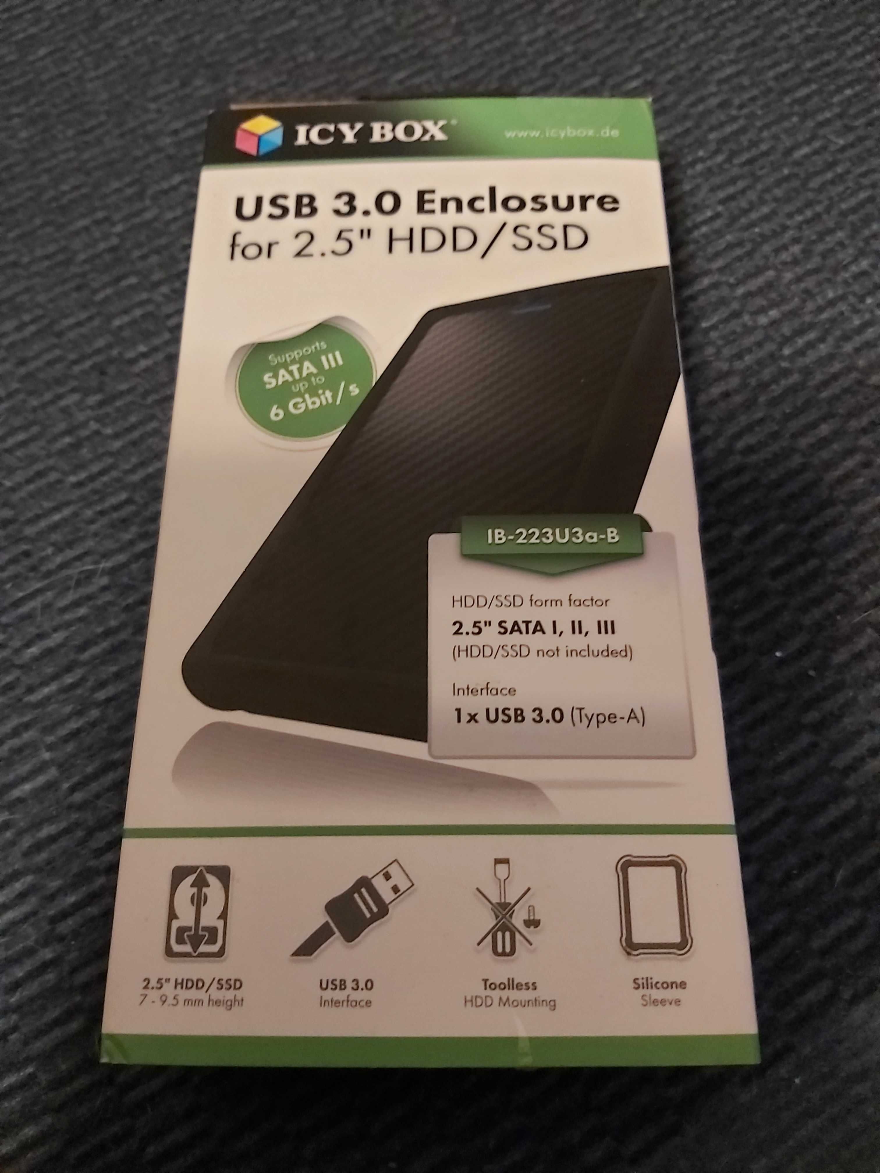 Obudowa nowoczesna ICY BOX do dysku 2.5 SSD HDD (USB 3.0 3.1, czarny)