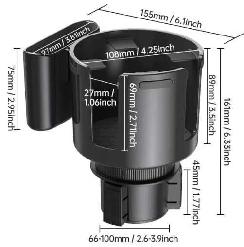 Adapter na kubek samochodowy - wersja rozszerzalna do dwóch kubków