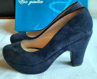 Sapatos n38 Nobuck Azul-Marinho