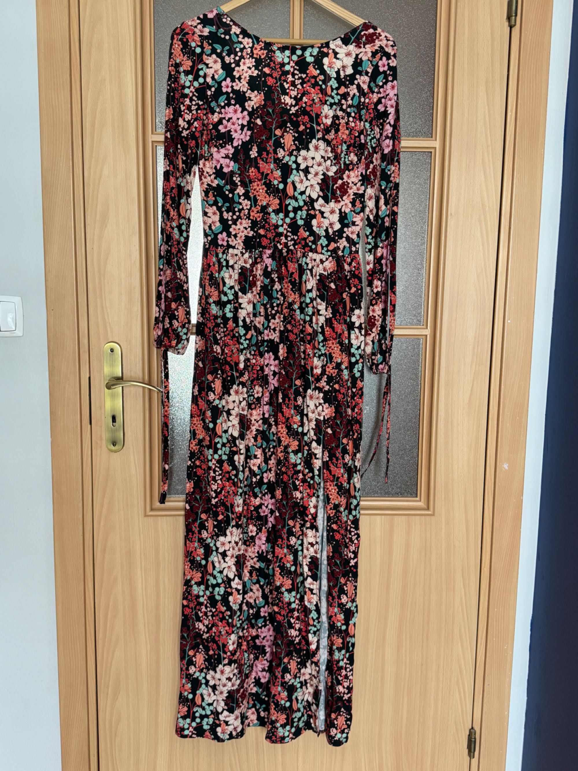 NAOKO Sukienka Maxi z pękniętym rękawem rozmiar S styl boho