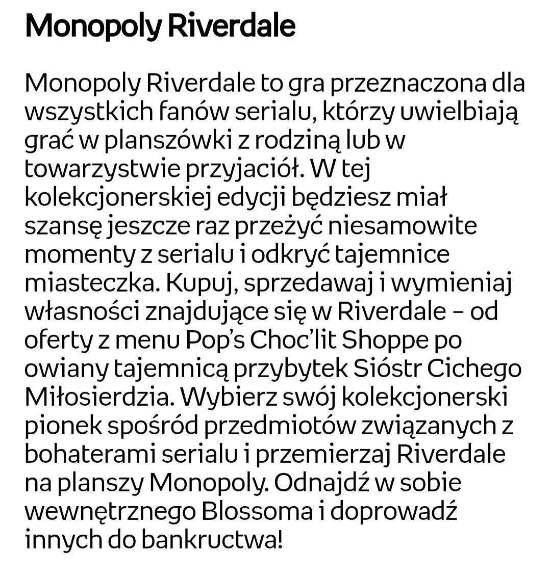 Riverdale Monopoly. Gra planszowa.