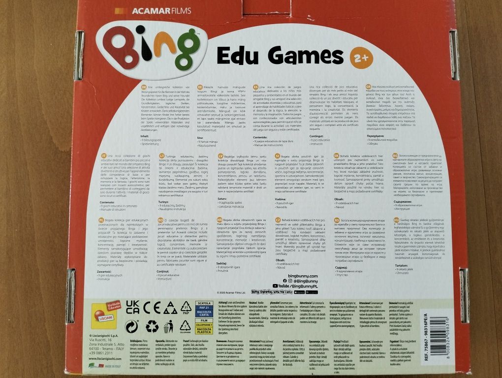 Bing 9 gier w 1 Edu Games Lisciani