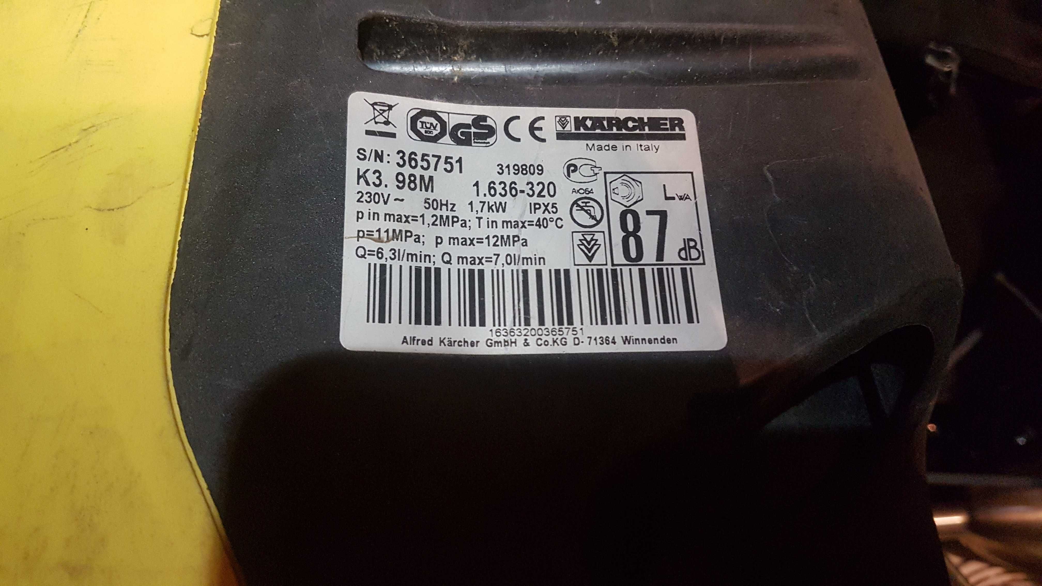 Myjka ciemieniowa Karcher k3.98M (na części )
