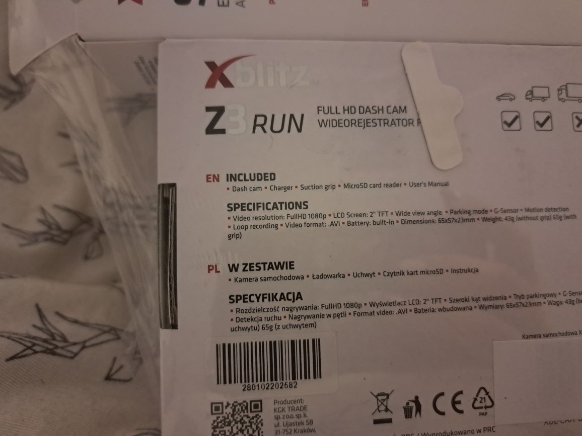 Zestaw Xblitz wideorejestrator Z3 Run + alkomat Spirit
