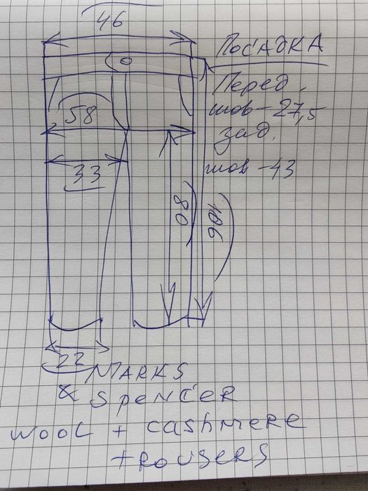 Джинсы брюки Marks&Spencer wool cashmere trousers Англия w36 navy.