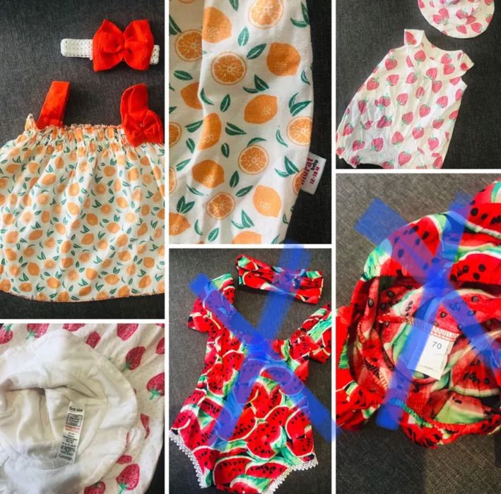 Одяг з фруктами, для фотосесій.апельсин, полуничка.