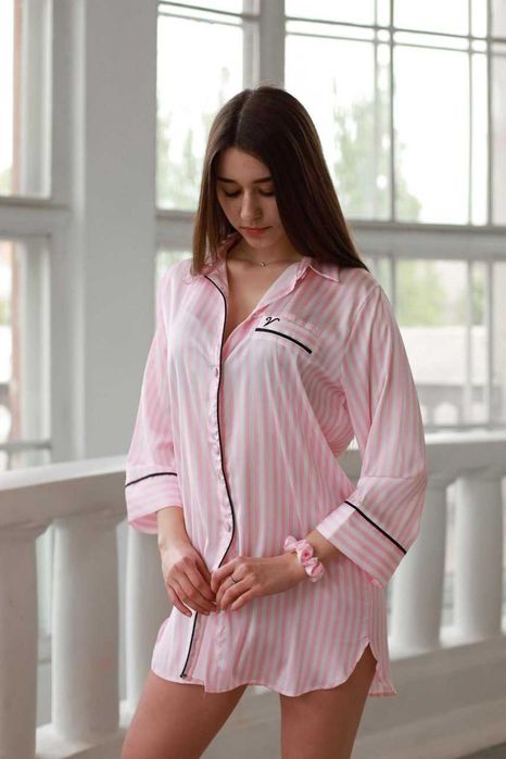 Сорочка халат жіноча з комірцем Вікторія Сікрет Victorias Secret, S-XL
