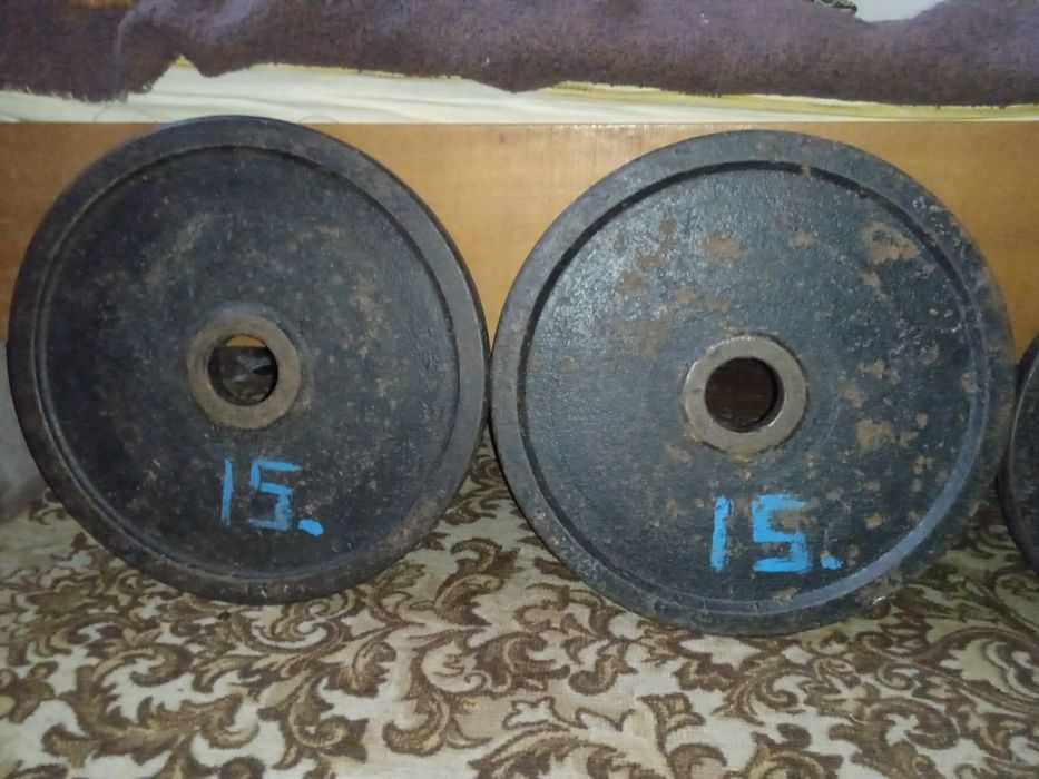 Бліни ; блины на гриф 50 ; 55 мм  по 1,25 ; 1,5 ; 2,5 ; 5 ; 10 ; 15