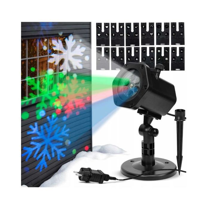 Projektor Laserowy Led RGB 12w1 Świąteczny Ogrodowy Dom Lampki Choinka