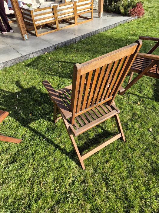 Krzesła Fotele ogrodowe drewniane, rozkładane cena za 3 sztuki