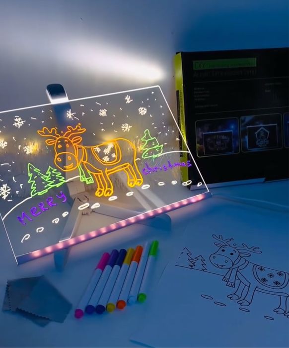 Led дошка-нічник з маркерами, подарунок дитині, светодиодная доска led