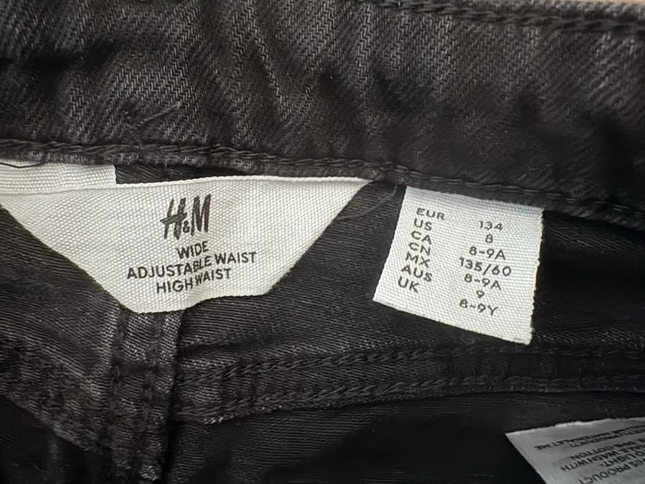 Czarne jeansy H&M wysoki stan szeroka nogawka 134cm