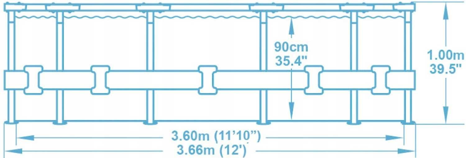 Basen Okrągły Bestway Steel Pro 366 x 100 cm DRABINKA POMPA