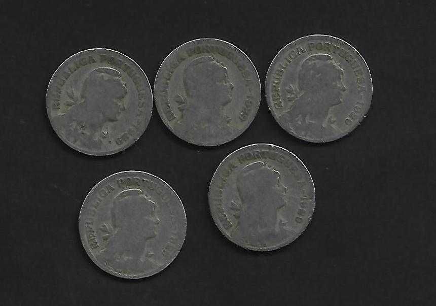 5 Moedas de 1$00 de 1929 Alpaca.