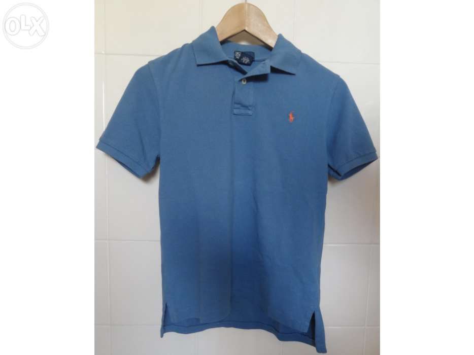 Pólo - ralph lauren - azul claro - tamanho m ( 10 a 12 anos )