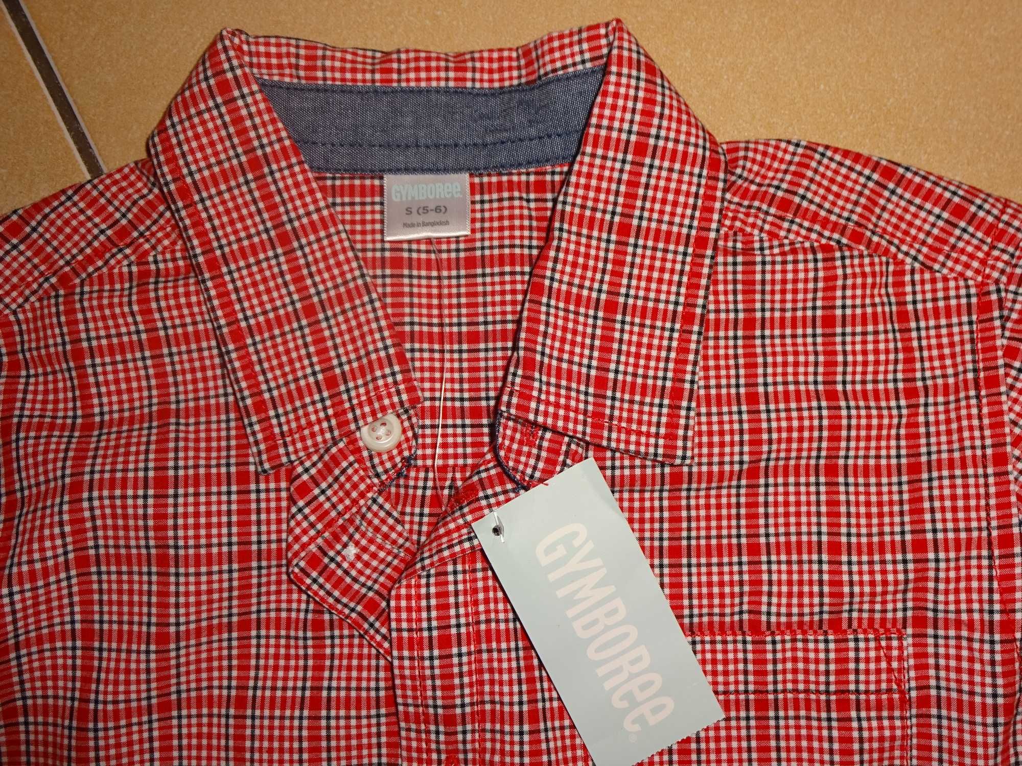 GYMBOREE bawełniana czerwona w kratkę koszula 100% cotton S / 5-6 lat