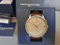 Nowy zegarek Tommy hilfiger meski na pasku brązowy 22mm srebrny