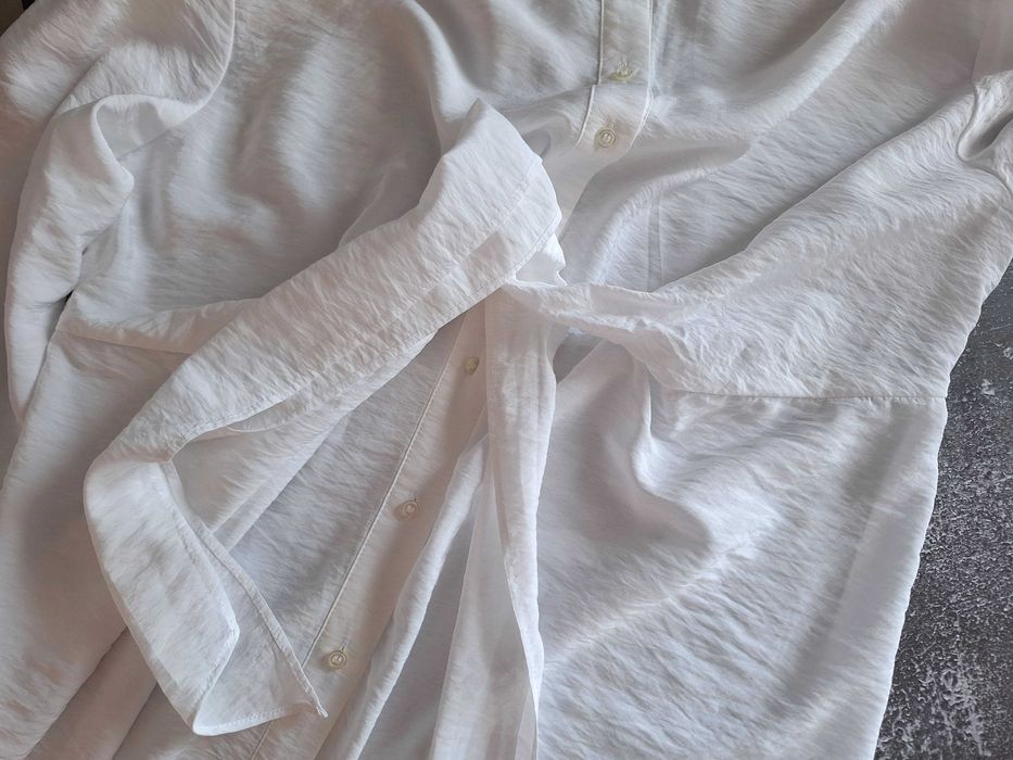 Biała Sukienka Koszulowa H&M Wiązanie z przodu S/M wiskoza