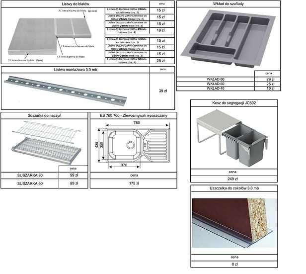 Zestaw mebli kuchennych Chamonix 240 cm - szybka wysyłka