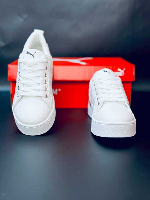 Женские осенние кроссовки пума белые натуральная кожа кросовки puma