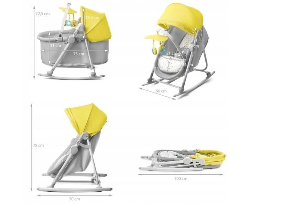 KoŁyska / Huśtawka KinderKraft 5 w 1 Unimo Unimo Up, żółta