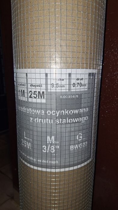 Siatka hodowlana ocynk. Super cena ! Oczko 9.5x9.5x07  rolka 25mb