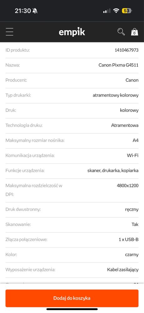 Drukarka canon pixma g4511