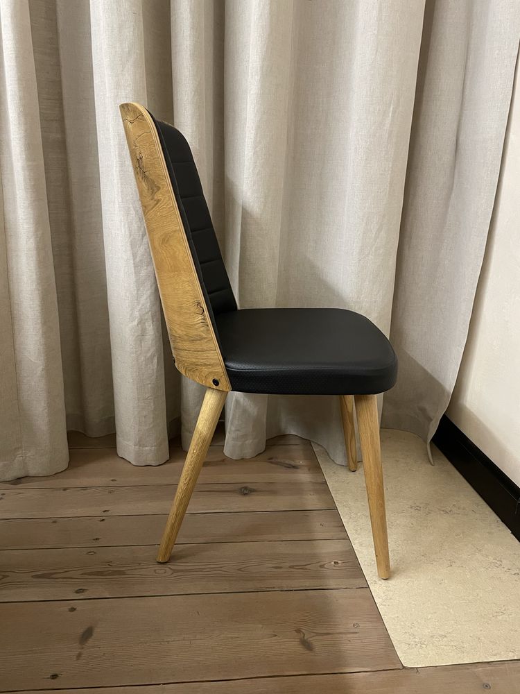 Designerskie, drewniane krzesło loftowe w stylu retro, PRL