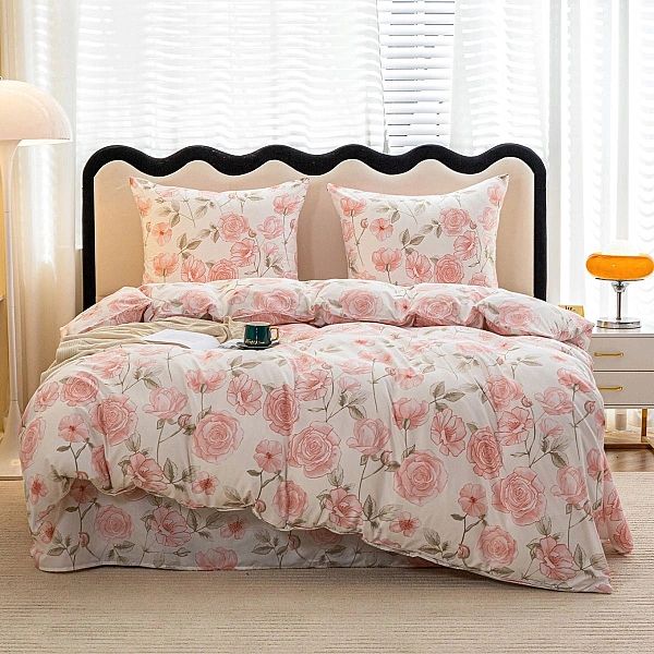 Pościel 200x220/3 części komplet poszewki 70x80 satynowa Maria kwiaty