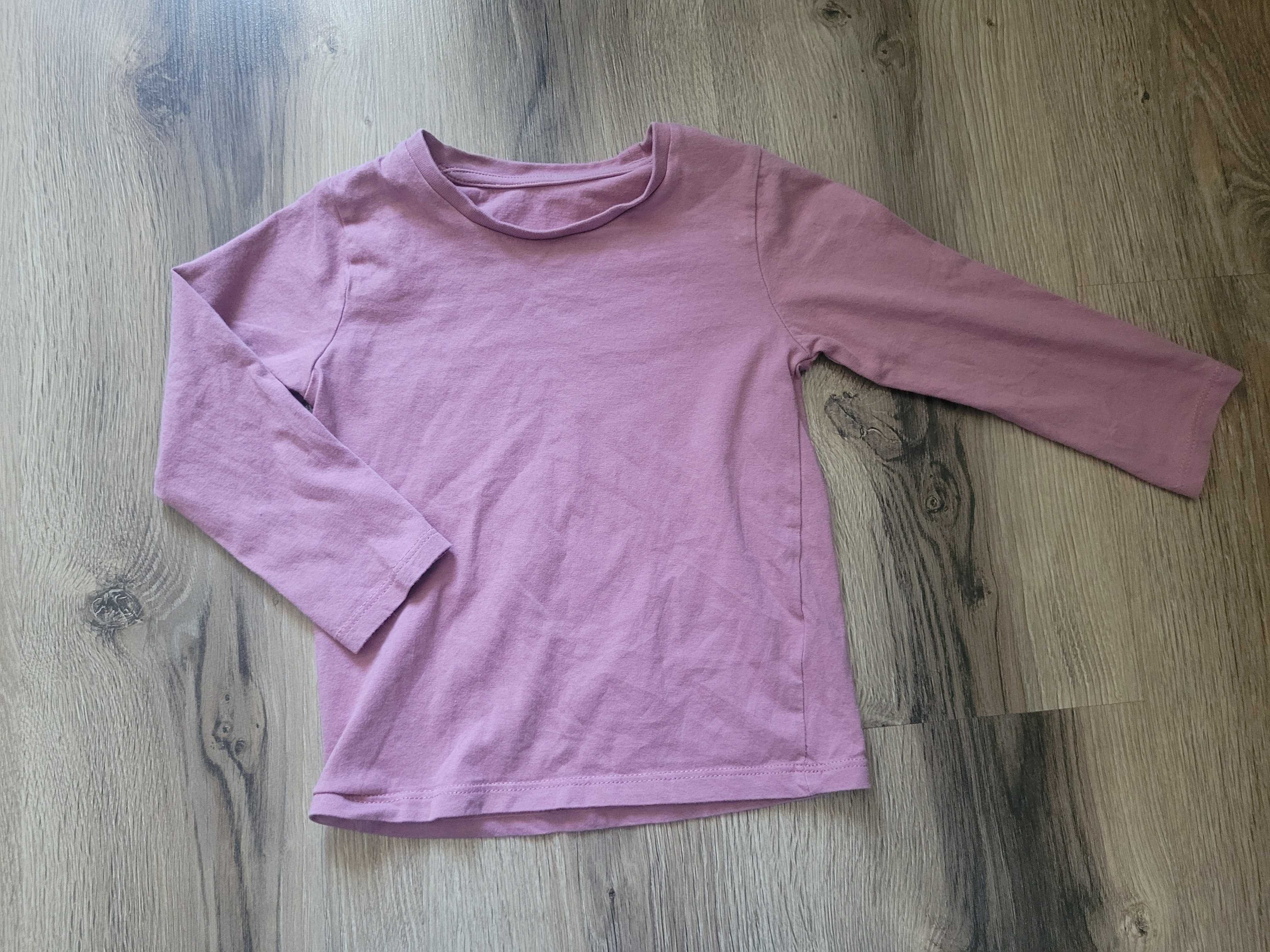 Różowa, bawełniana bluzeczka z długimrękawem, h&m, rozmiar 2-3 lata