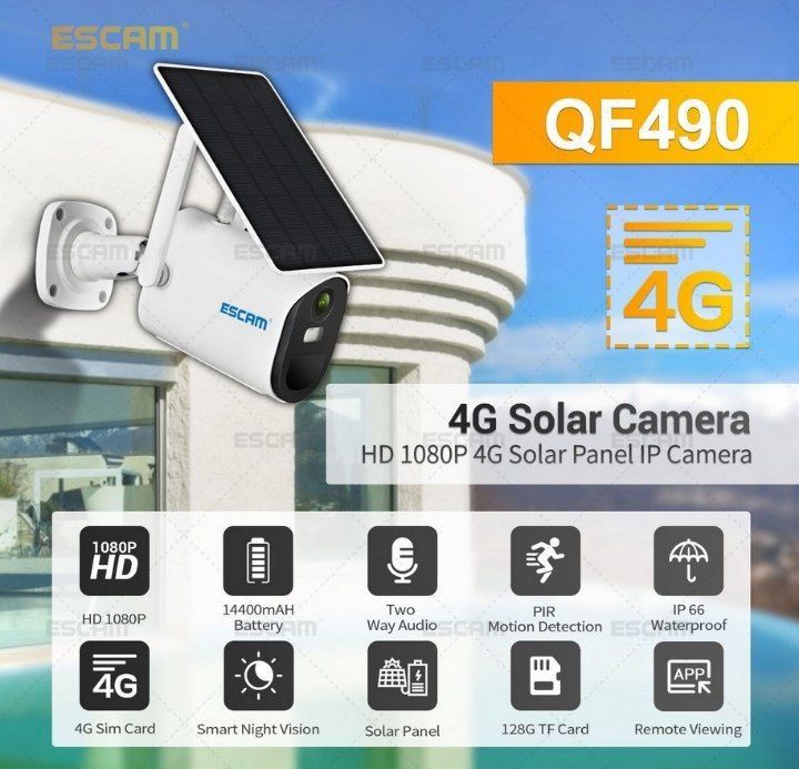 Вулична IP-камера Escam QF490 2mp 4g із сім-картою та сонячною панеллю